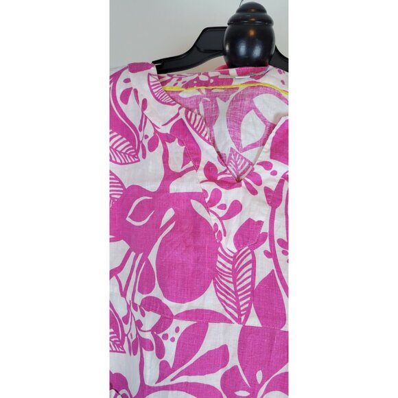 Boden Dress Womens Pink/White Floral 100%  V Neck Tunic UK 14R US 10 - Picture 2 of 15